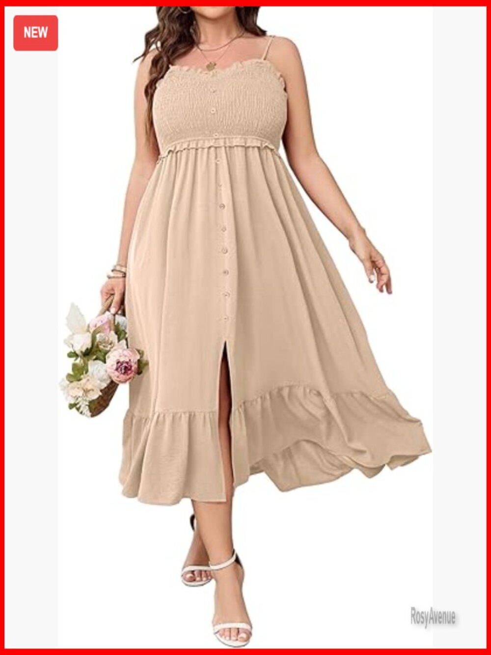 Plus Size Sleeveless Smocked Maxi Dress with Slit